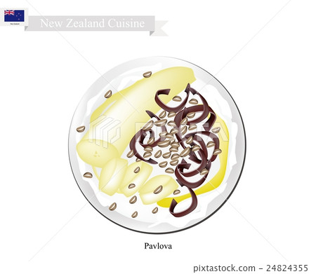 Pavlova Meringue Cake with Banana Pavlova Meringue Cake with Banana 24824355