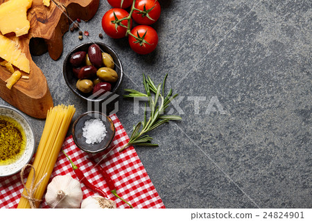 Italian food ingredients on stone background Italian food ingredients on stone background 24824901