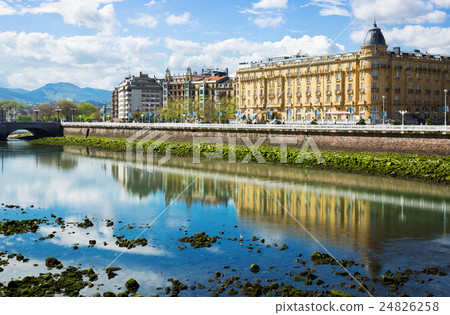 Embankment of Urumea river in day time. San Sebastian Embankment of Urumea river in day time. San Sebastian 24826258