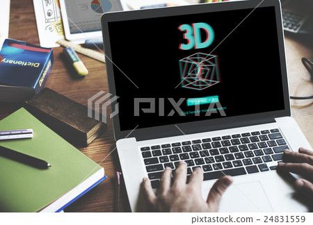 3D Three Dimensional Futuristic Display Modern Concept 3D Three Dimensional Futuristic Display Modern Concept 24831559