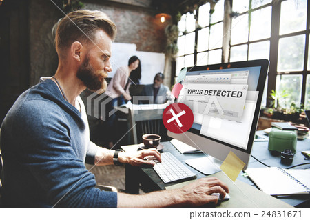 Unsecured Virus Detected Hack Unsafe Concept 24831671