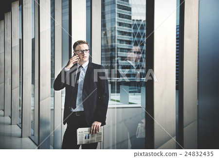 Business Man Working Talking Phone Concept Business Man Working Talking Phone Concept 24832435