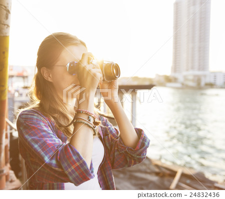Girl Adventure Hangout Traveling Holiday Photography Concept Girl Adventure Hangout Traveling Holiday Photography Concept 24832436