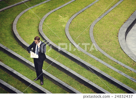 Business Man Check Time Outdoors Concept 24832437