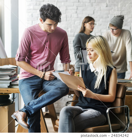 Brainstorming Team Working Office Colleagues Concept Brainstorming Team Working Office Colleagues Concept 24834242