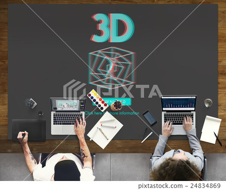 3D Three Dimensional Futuristic Display Modern Concept 3D Three Dimensional Futuristic Display Modern Concept 24834869