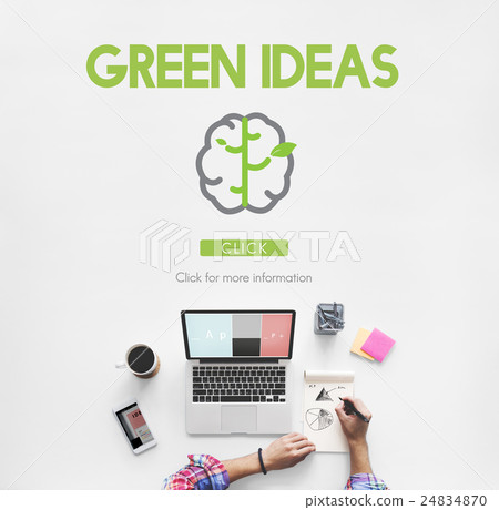 Think Green Go Green Brain Concept Think Green Go Green Brain Concept 24834870