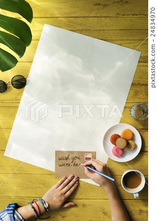 Hands Writing Message Desk Concept 24834970
