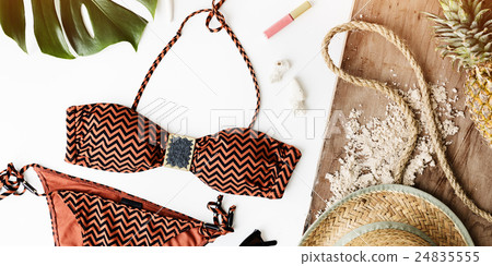 Bikini Hat Pineapple Lipstick Beach Summer Concept 24835555