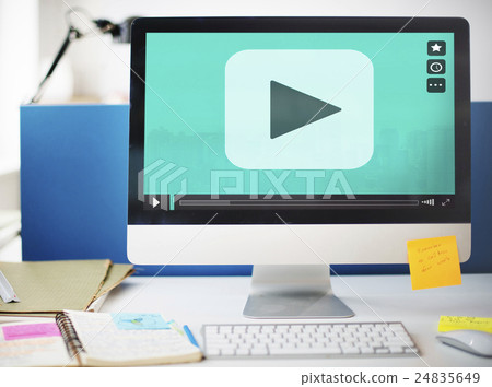 Play Button Movie Clip Stream Media Concept Play Button Movie Clip Stream Media Concept 24835649