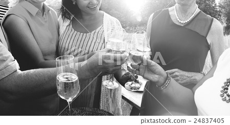 Group Diverse People Dinner Party Outdoors Concept 24837405