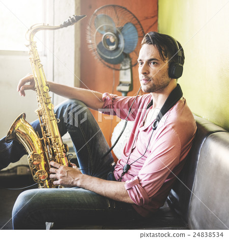 Jazzman Musical Artist Playing Saxophone Concept 24838534