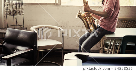Jazzman Musical Artist Playing Saxophone Concept Jazzman Musical Artist Playing Saxophone Concept 24838535