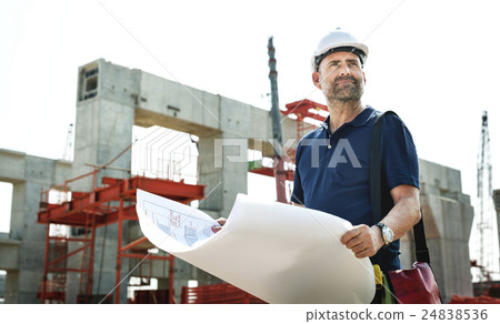 Architect Outdoors Working Construction Site Concept Architect Outdoors Working Construction Site Concept 24838536