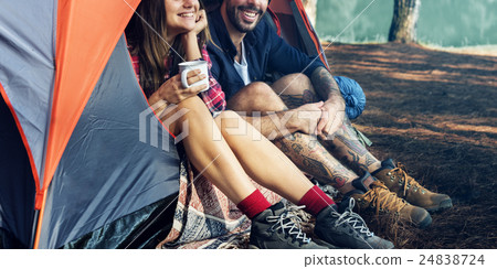 Friends Camping Relax Vacation Weekend Concept Friends Camping Relax Vacation Weekend Concept 24838724