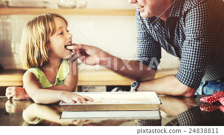 Father Daughter Helping Cookng Bakery Concept 24838811