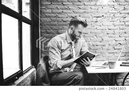 Businessman Thinking Planning Strategy Working Laptop Concept 24841803