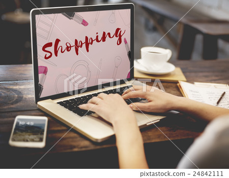 Shopping Online Shopaholics E-Commerce E-Shopping Concept Shopping Online Shopaholics E-Commerce E-Shopping Concept 24842111