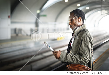 Businessman Using Mobile Railroad Transportation Concept 24842253