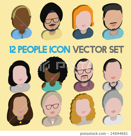 Diversity Interracial Community People Flat Design Icons Concept 24844681