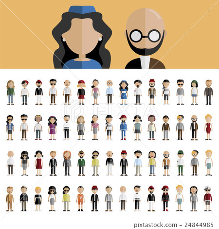 Diversity Community People Flat Design Icons Concept 24844985