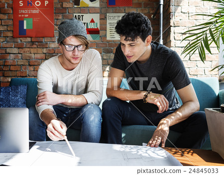 People Meeting Discussion Design Talking Blueprint Concept 24845033