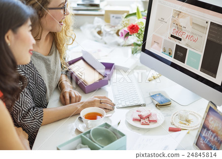 Women Shopping Online Shopaholics Purchase Concept 24845814