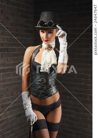 Portrait of a beautiful steampunk girl in lingerie 24847647