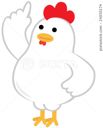 Chicken pointing to a finger Chicken pointing to a finger 24850274
