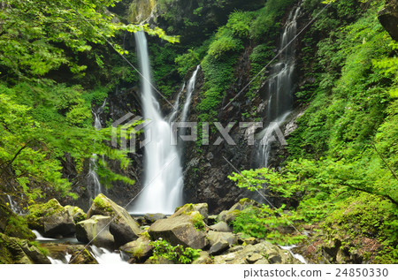 Stock Photo: waterfall with an accessible cave behind the water, water fall, waterfall