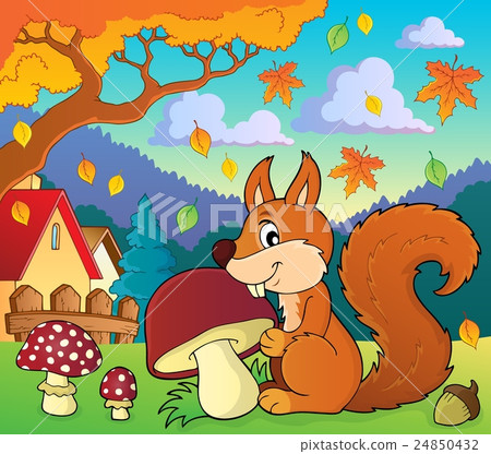 Squirrel with mushroom theme image 2 Squirrel with mushroom theme image 2 24850432