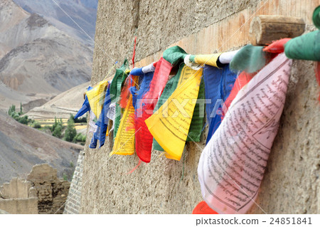 Colorful prayer flags with sun shining 24851841