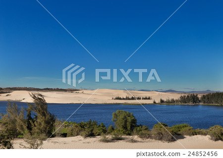 White sand dunes with lake Mui Ne village Vietnam White sand dunes with lake Mui Ne village Vietnam 24852456