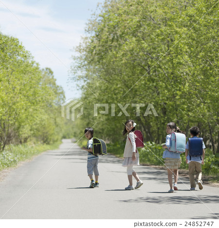 走在一條路的小學學生 24852747