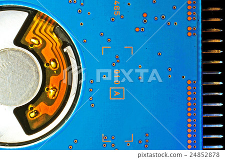 Close up of colorful computer internal hard drive Close up of colorful computer internal hard drive 24852878