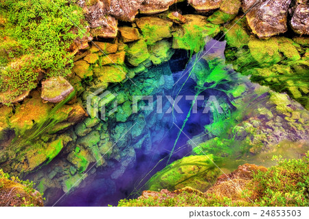 Water in a fissure between tectonic plates Water in a fissure between tectonic plates 24853503