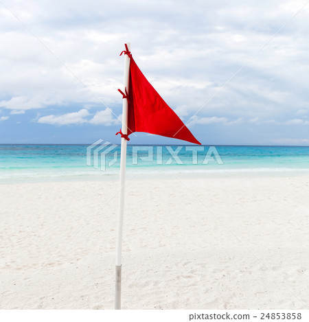 Lifeguard red flag at the beach in bad weather Lifeguard red flag at the beach in bad weather 24853858