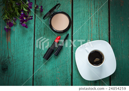 Glamour girls morning. Make-up and coffee Glamour girls morning. Make-up and coffee 24854259