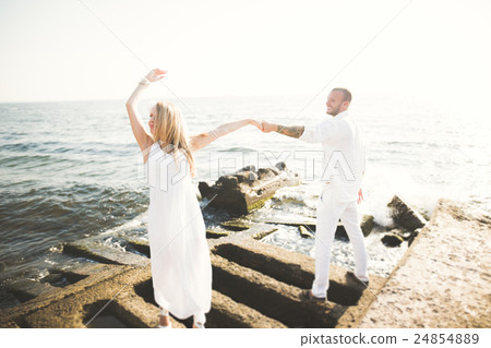 happy just married young wedding couple happy just married young wedding couple 24854889
