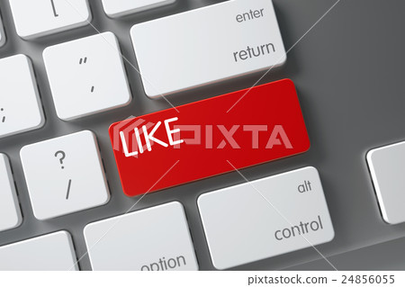 Keyboard with Red Keypad - Like. 3D Illustration. 24856055