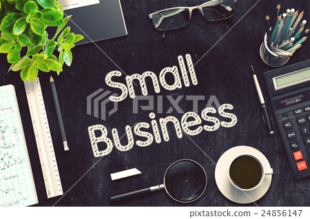 Small Business on Black Chalkboard. 3D Rendering. 24856147