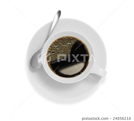 Top view of a cup of coffee, isolate on white 24856218