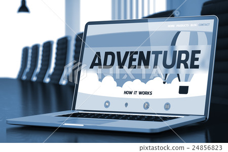 Adventure on Laptop in Conference Room. 3D Adventure on Laptop in Conference Room. 3D 24856823