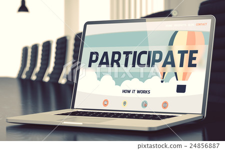 Participate on Laptop in Conference Hall. 3D Participate on Laptop in Conference Hall. 3D 24856887