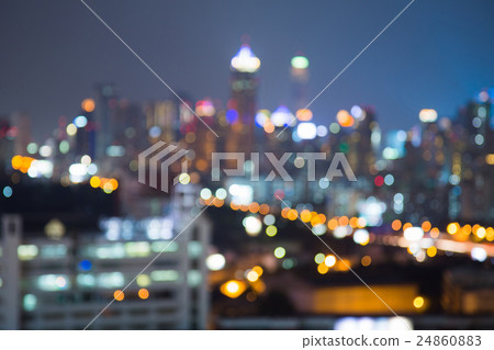 Blurred bokeh lights night view, city office  24860883