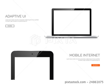 Vector illustration. Realistic laptop, tablet Vector illustration. Realistic laptop, tablet 24861075