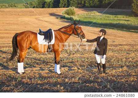 Happy Woman with Horse - Beautiful young Happy Woman with Horse - Beautiful young 24861080