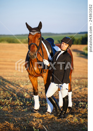 Happy Woman with Horse - Beautiful young Happy Woman with Horse - Beautiful young 24861082
