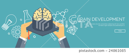Vector illustration. Brains, academic cap Vector illustration. Brains, academic cap 24861085