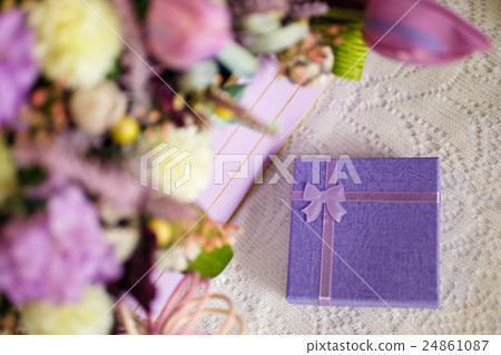 floral decoration with box for a gift 24861087
